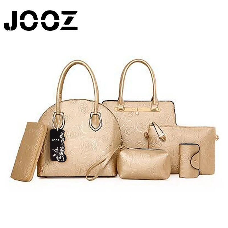 JOOZ Brand Luxury Embossing Lady font b Handbag b font 6 Pcs Composite Bags font b