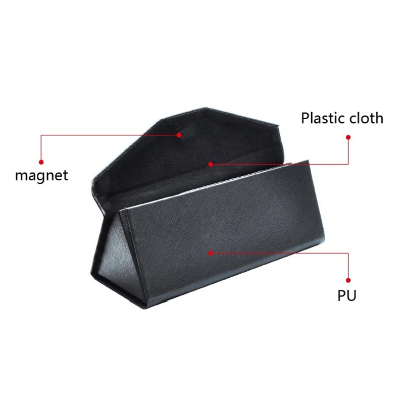 7 цветов Горячая Новинка высокого качества PU кожа 16*6,8*6,4 см магнит сложенные светлые деревянные зерна треугольные солнечные очки футляр для очков