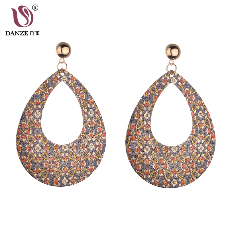 DANZE Trendy Small Floral Painting Zebra Irregular Pattern Earrings For Women Hollow Water Drop Pendant Female Jewelry Gift | Украшения и
