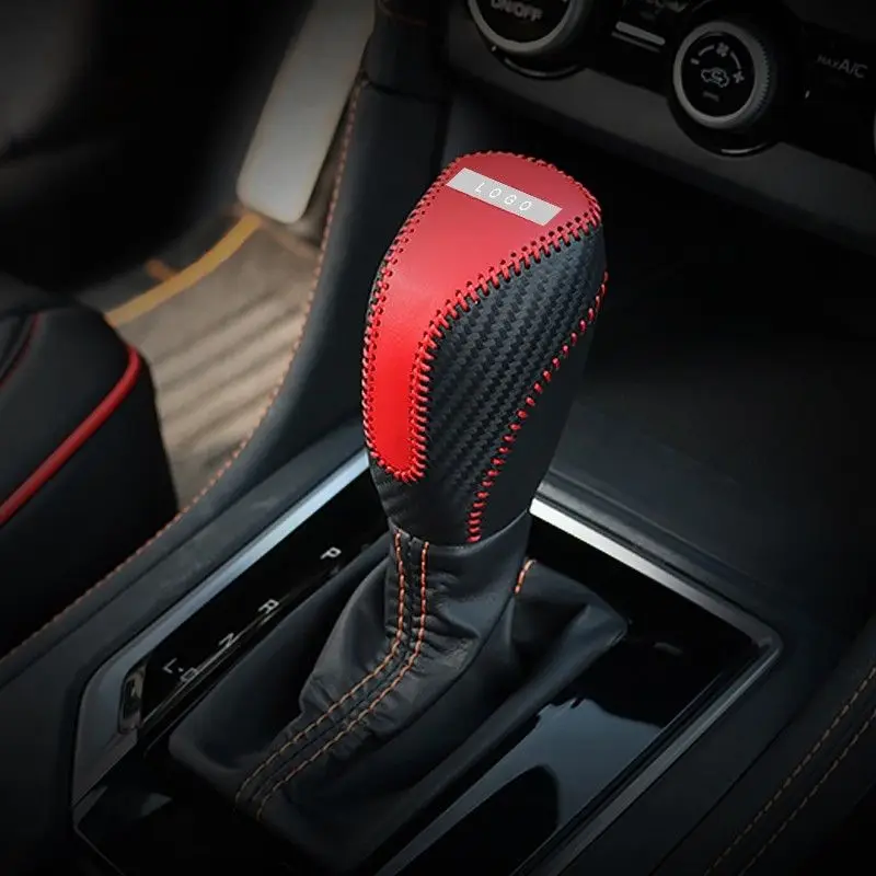 New Fashion Leather Interior Gear Shift Knob Cover Trim For Subaru XV Protect Style Interior Accessories