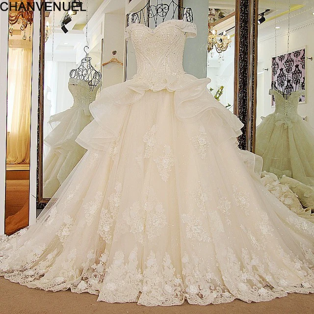 LS32588 2018 New Bandage Tube Top Lace Luxury Wedding Dress Bridal ball