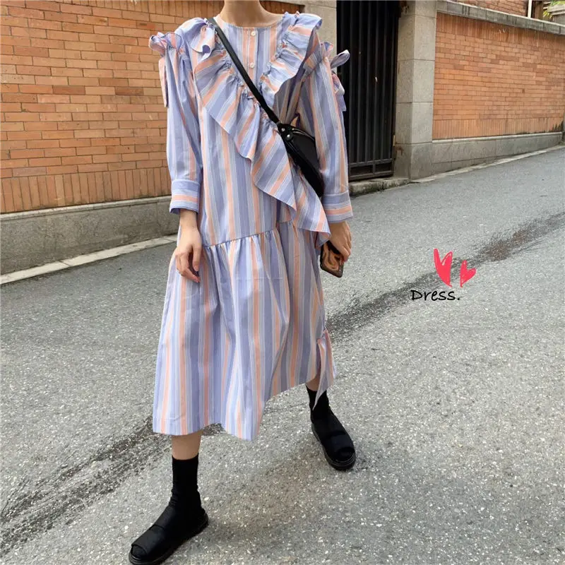 HziriP جديد خمر 2019 الربيع الصيف قميص مكتب أنيقة س الرقبة النساء مخطط أنيقة السيدات منتصف العجل Preppy نمط بلوزة