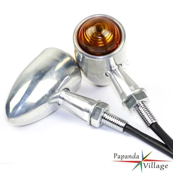 

Papanda Chrome Motorbike Retro 12V Turn Signal Indicator Blinker Lamp Amber Light Custom for Harley Softail Chopper Cafe Racer