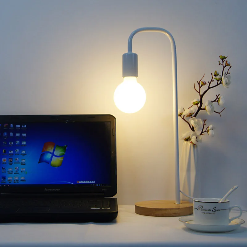 

QUKAU Modern reading table lamp E27 bulb Fashion creative bedroom desk wrought iron design desk lamp