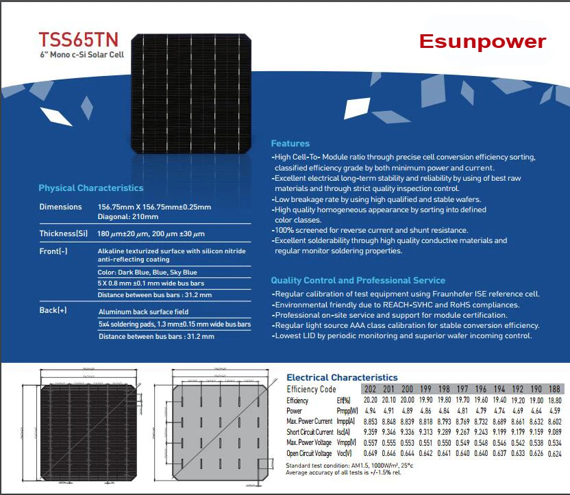 40 шт 5 Вт/шт. монокристаллическая солнечная батарея 156,75*156,75 мм для DIY фотогальваническая моно солнечная панель