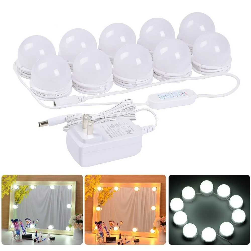 

JXSFLYE LED Vanity Mirror Lights Kit Upgraded 2 Color Lighting Modes Makeup Mirror Lighting Fixture with 10 Dimmable Bulbs
