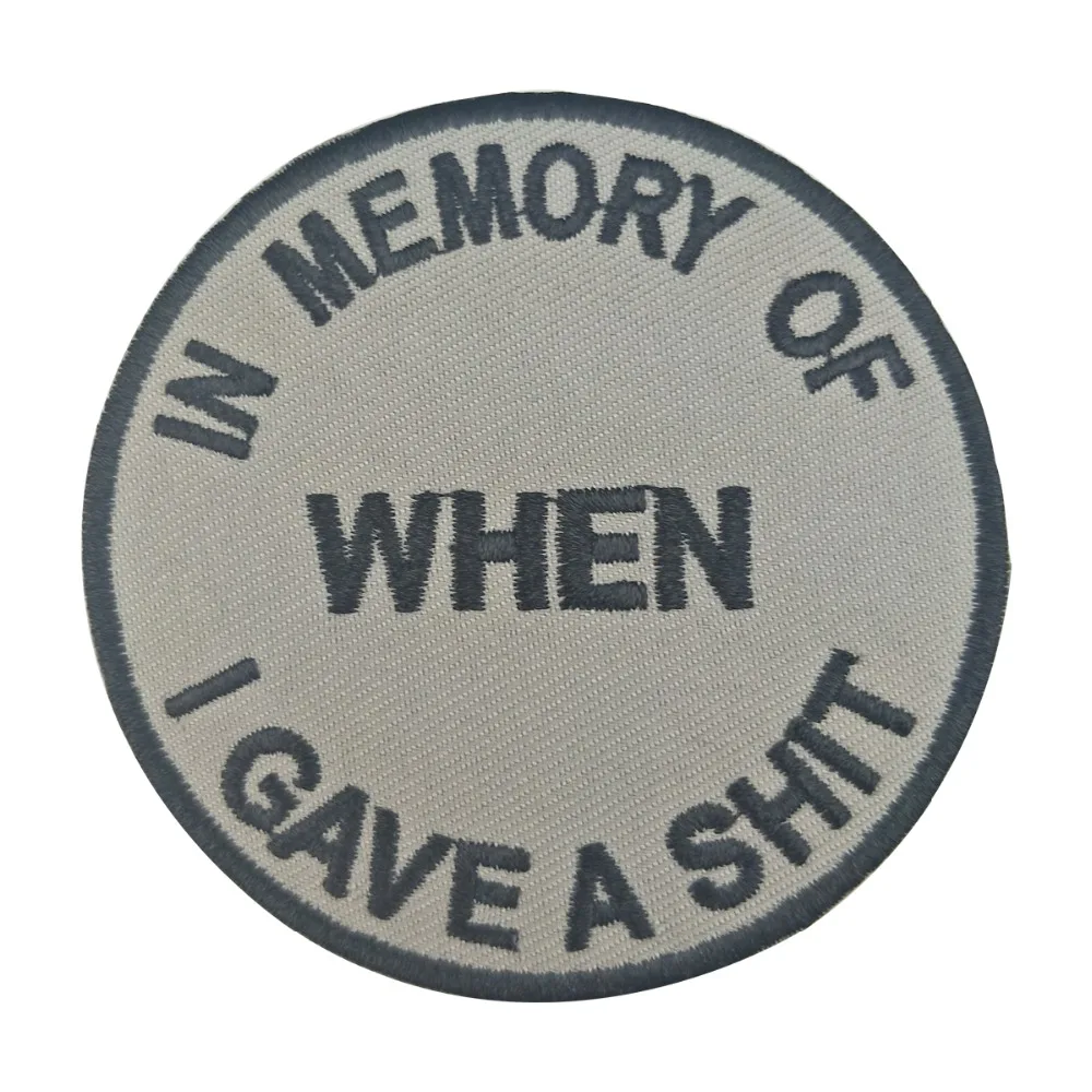 

In Memory of When Logo Free shipping Embroidered Vest Rider Custom Patches Iron On Front Biker Patch DIY Eco-friendly Customized