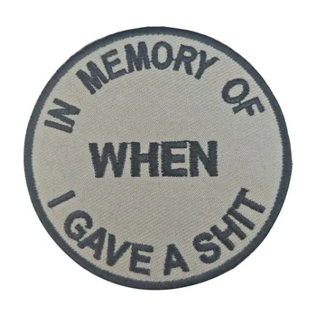 

In Memory of When Logo Free shipping Embroidered Vest Rider Custom Patches Iron On Front Biker Patch DIY Eco-friendly Customized