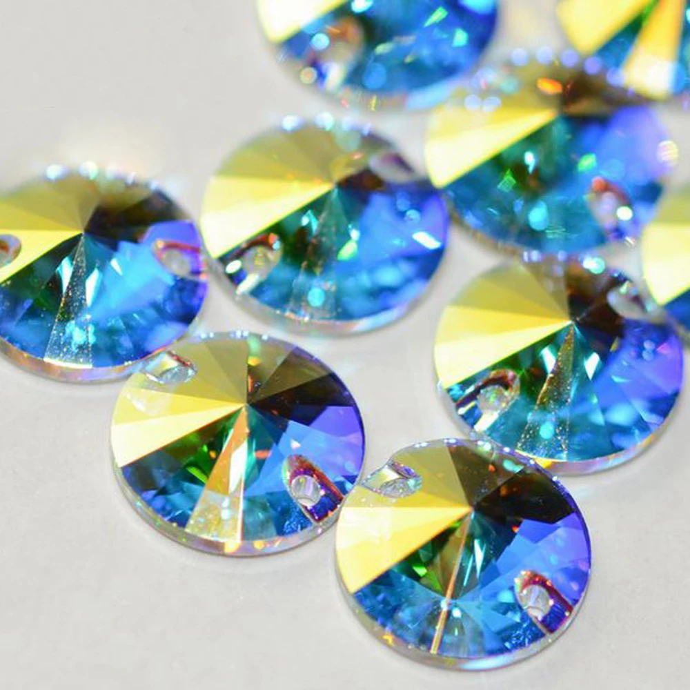 Crystal-Castle-Sew-On-Rhinestones-5A-Rivoli-Round-Strass-Glass-Crystals-for-Sewing-Stone-Two-Holes