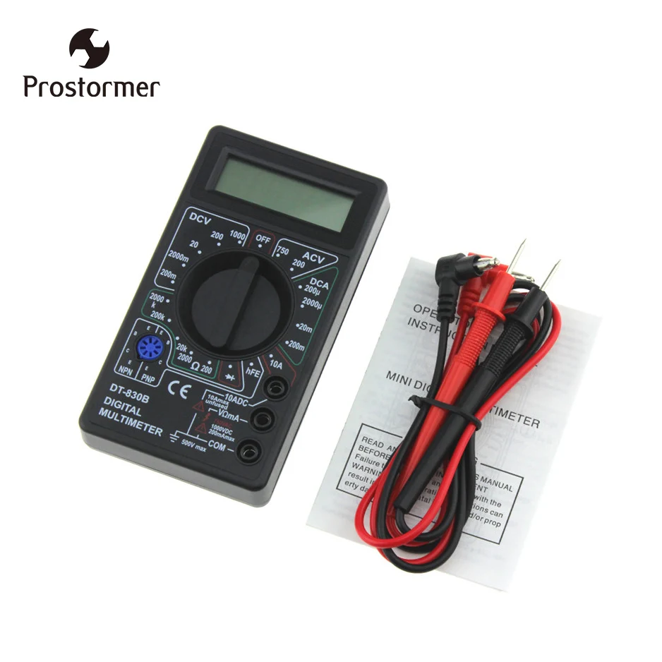 

Prostormer Digital Multimeter Voltmeter Handheld Motorized Resistor Current Multifunction AC DC Tester Tool DT830D/PT832
