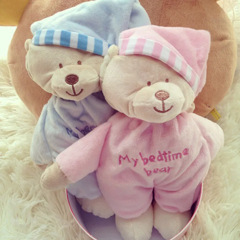 

Cute Bear Baby Soft Plush Stuffed Doll 0-12 Months Kids Cartoon Animal Toy Funny Bedtime Sleep Accompany Baby Rattle Gift