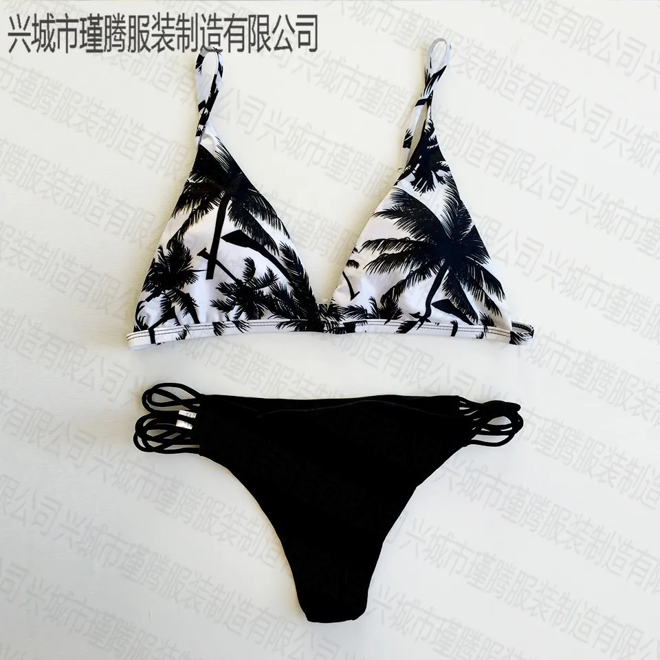 

Sexy Swimwear Leaf Print Bikini Halter Swimsuit Bathing Suit Women Cute Bikini Set Monokini Underwire isethi yebhayisikili