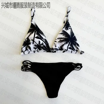 

Sexy Swimwear Leaf Print Bikini Halter Swimsuit Bathing Suit Women Cute Bikini Set Monokini Underwire isethi yebhayisikili