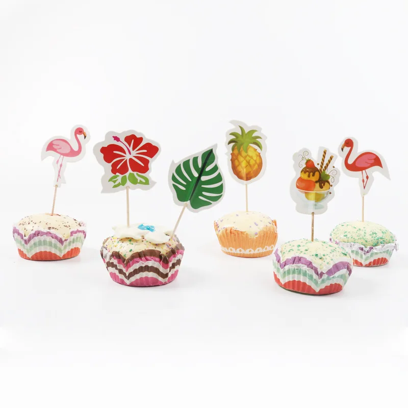 

24PCS Flamingo Cupcake Toppers DIY Cakes Topper Picks Pinapple Topper Wedding/Birthday Party Decoration Baby Shower Supplies