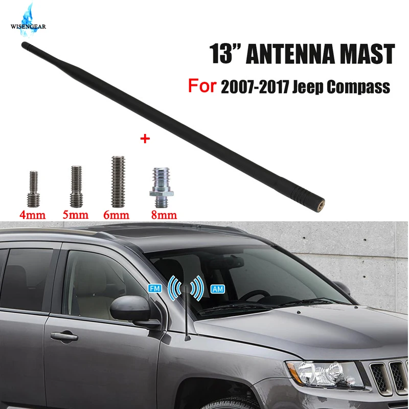 WISENGEAR для Jeep Compass 2007- 1" Автомобильная крыша радио FM антенна мачта AM FM Усилитель сигнала Усилитель Авто верхний воздушный пластик/