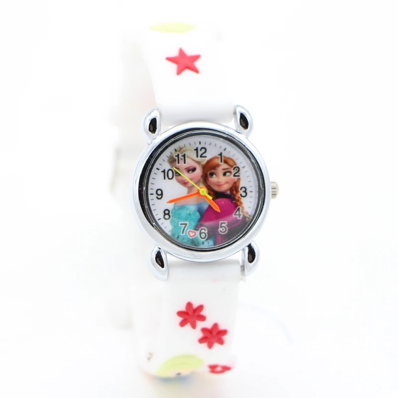 Relojes Mujer Infantil Reloj Снежная Королева Принцесса Эльза Анна мультфильм часы 3D Для детей Кварцевые наручные часы