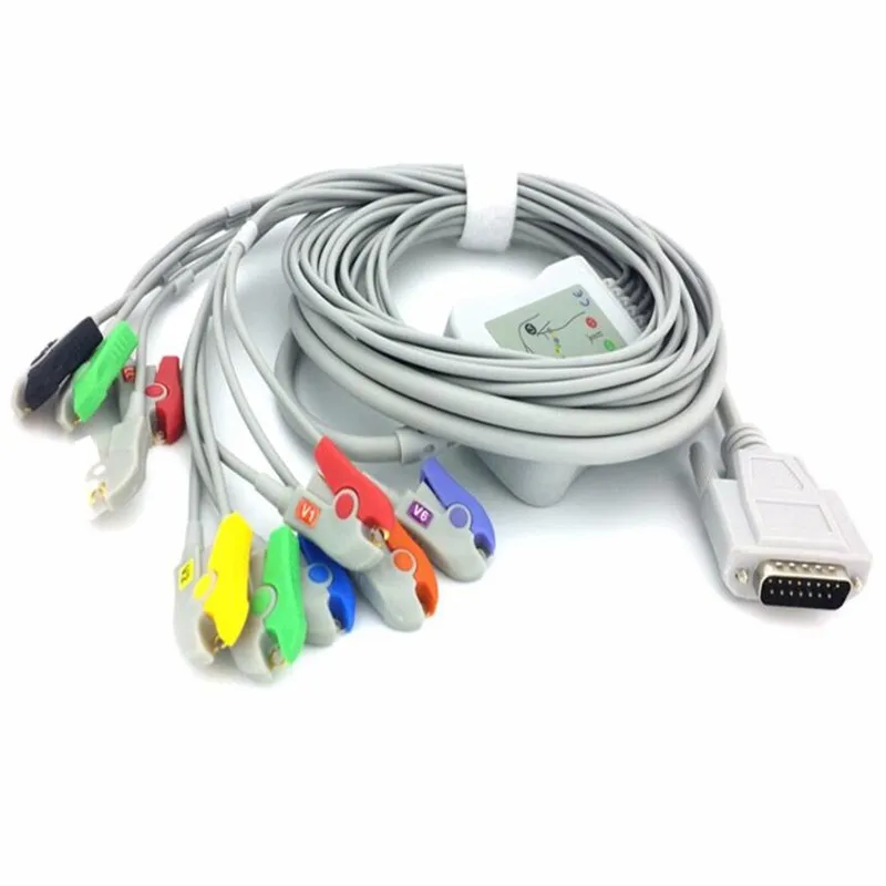 Совместим с Nihon kohden 9010/9020/9620 ECG кабелем 10 ecg leadwires ekg (без резистора) DB 15pin для