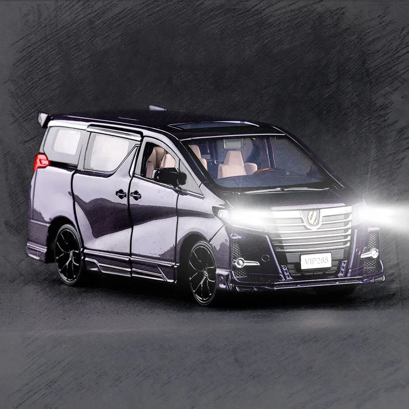 

1/32 Luxurious Alpha MPV Gift Box Model Toy Cars Alloy Diecast Metal Casting 6 Open Door Toys Car For Collection