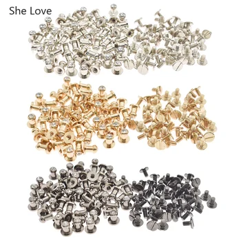 

Chzimade 60Sets Rhinestone Round Head Alloy Screwback Rivets Knob Leather Craft Bag Screw Nail Studs Rivet For Garments