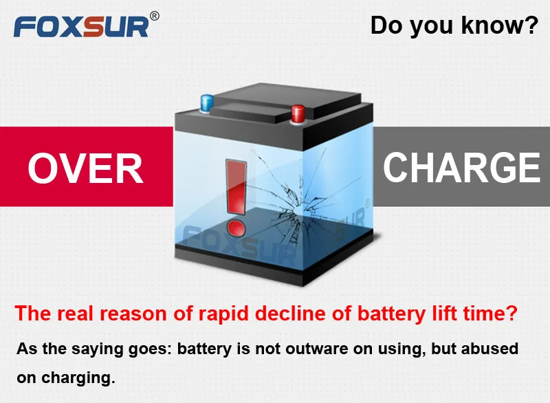 FOXSUR 12V 5A Automatic Smart Battery Charger, Maintainer & Desulfator for Lead Acid Batteries, Car Battery Charger 100-240V In 22