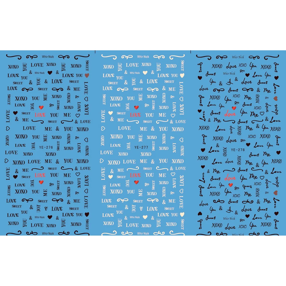 

3 PACK/ LOT WATER TRANSFER DECAL NAIL ART NAIL STICKER ALPHABET LETTER YE276-278