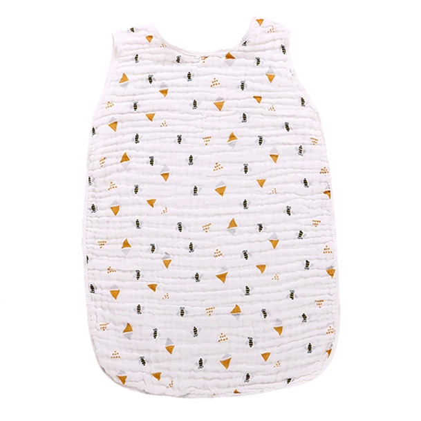 Детский спальный мешок 3 слоя со спальным мешком муслин Одеяло с уплотненным мягким слоем жилет Тип хлопок марлевые пеленки для новорожденных Детские спальные мешки для сна sacks - Цвет: Bee