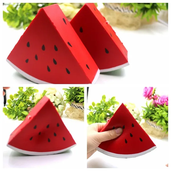 

Triangle Watermelon Squishy Artificial Fruit Hanging Decor Pendant Slow Rising Keychain Charms Fruit Scented Bread Kid Toy P20