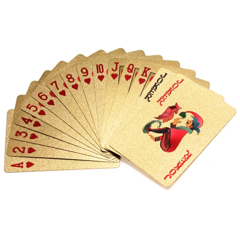 

24K Gold Playing Cards Poker Game Deck Gold Foil Poker Set Plastic Magic Cards Durable Waterproof Poker Card Board Games
