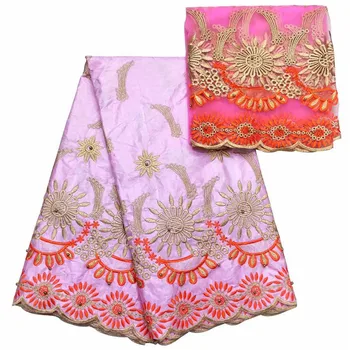 

Pink African Bazin Riche Getzner 2018 Bazin Riche Fabric Hot selling Bazin Riche Getzner With Blouse Embroidered Brocade Lace