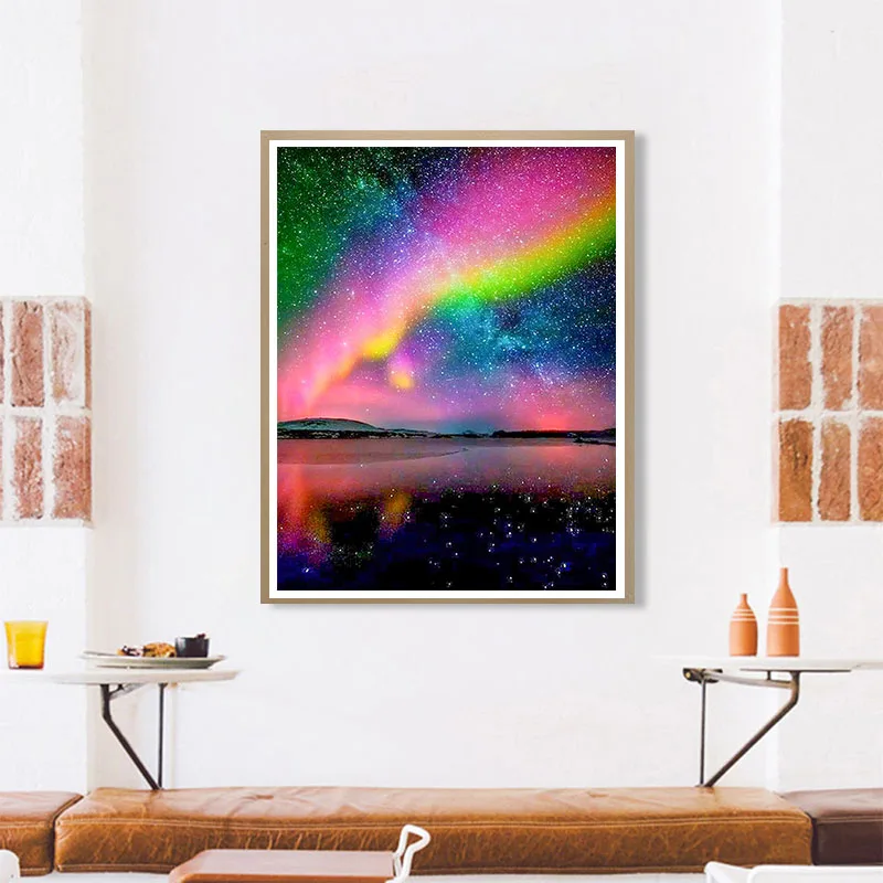 

DIY 5D Diamond Mosaic Colorful Aurora Handmade Diamond Painting Cross Stitch Kits Diamond Embroidery Patterns Rhinestones Arts