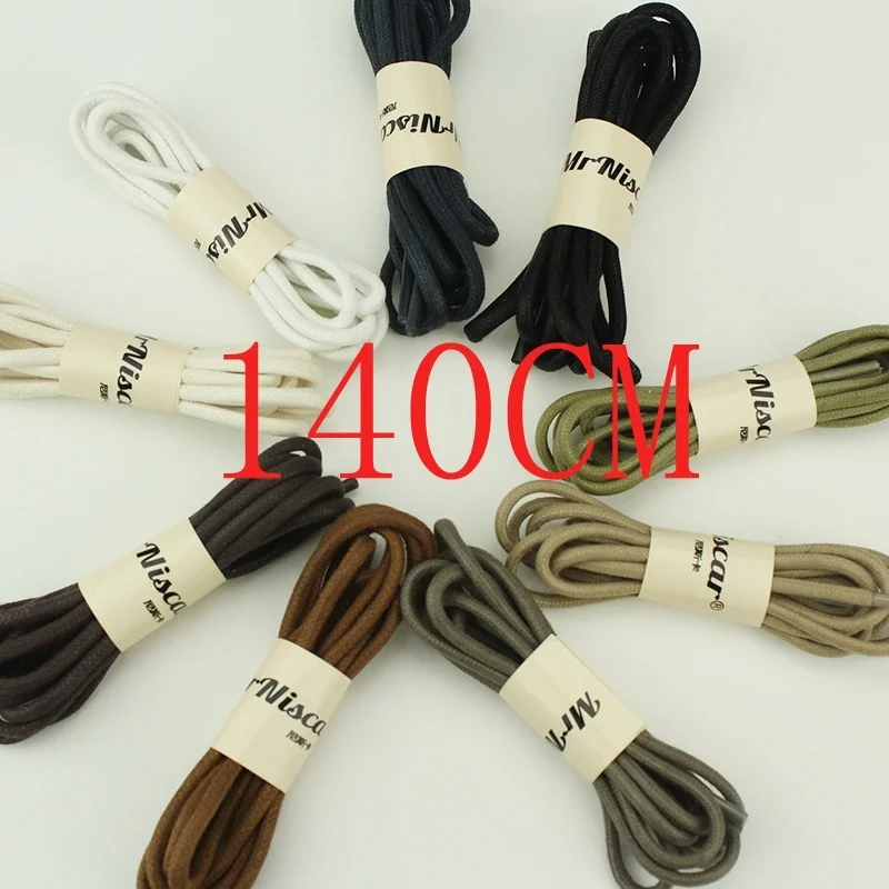 140cm Round Waxed Coloured Shoelaces For Leather Shoes Laces Strings