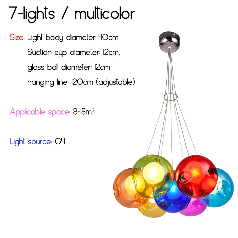 Креативный дизайн, современный светодиодный, красочные стеклянные шаровые подвесные светильники, лампы для столовой, гостиной, бара, светодиодный G4 96-265 в, стеклянные светильники - Цвет корпуса: As Shown