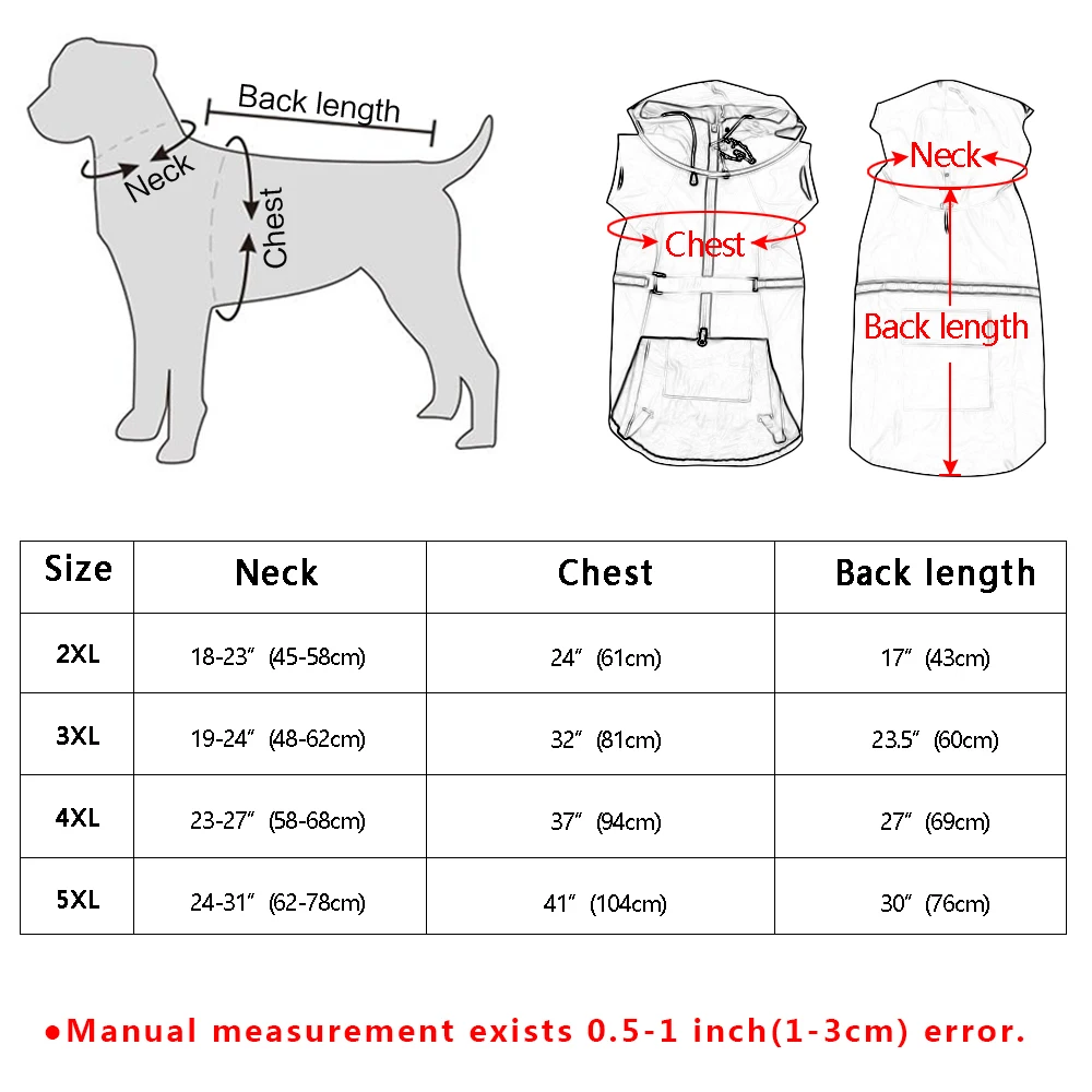 Дождевик для собак, водонепроницаемая куртка для собак с капюшоном, дождевик для больших собак, одежда для средних и больших собак, бульдог Лабрадор 2XL-5XL