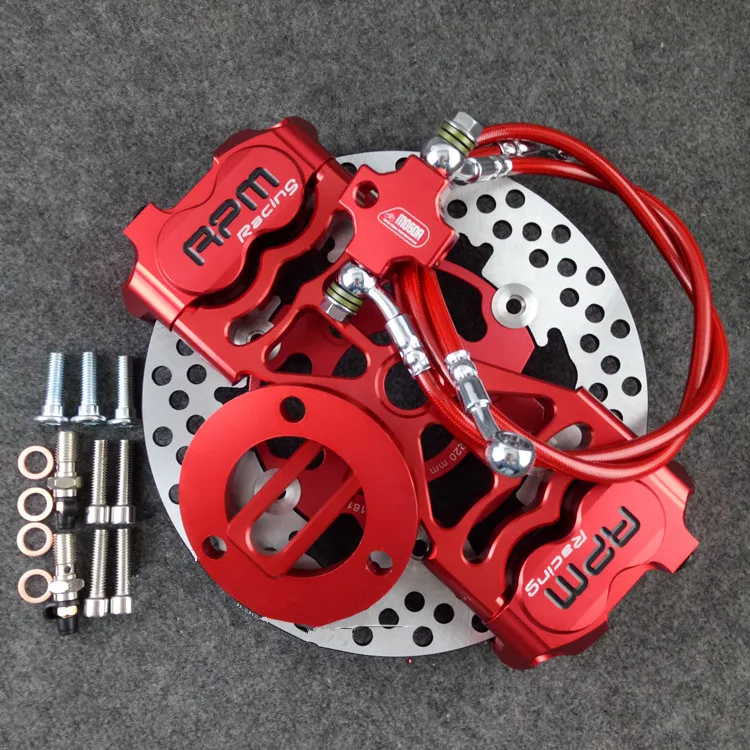 

Motorcycle Scooter double Brake Caliper+220mm Disc Brake Pump Adapter Bracket+Brake Disc For Honda Yamaha Kawasaki Suzuki Moto