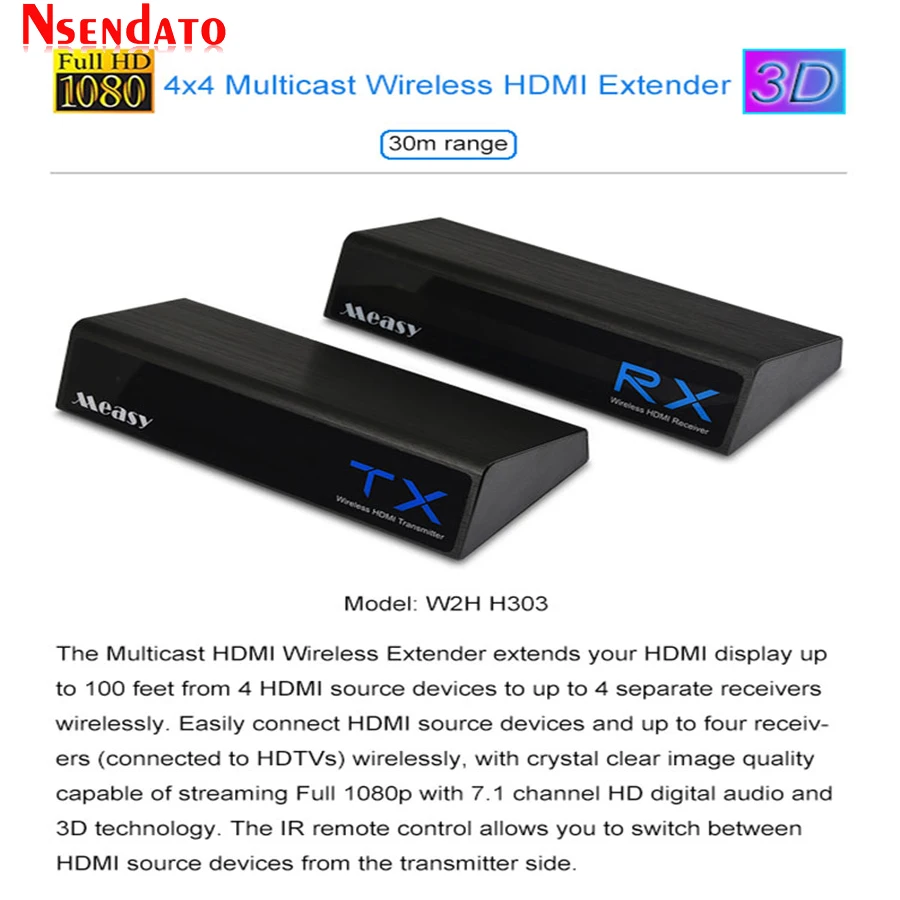 Measy W2H H303 беспроводной Беспроводная передача HDMI Extender HDMI 1 в 4 из Wi-Fi аудио-видео дисплея приемник передатчик для 3D