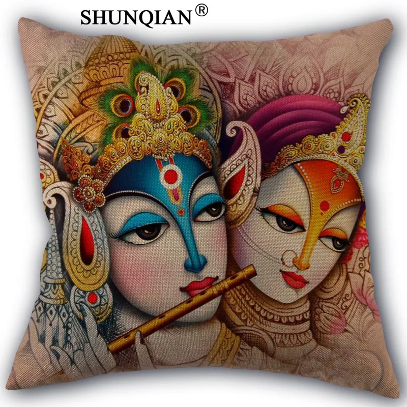 Pillow Cover Подушка по индивидуальному заказу крышка радха кришна домашний текстиль площадь размером 45*45 см декоративный хлопок льняная наволочка - Цвет: Pillow Cover