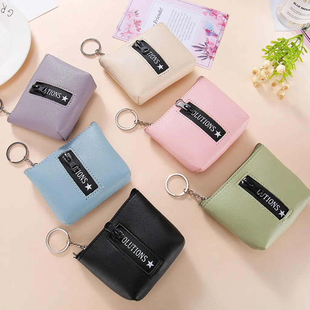 

New Fashion Women Leather Solid Color Zip Small Wallet Card Holder Coin Purse Clutch Handba
