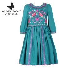 WL.MONSOON Girl Dress new short-sleeved middle-aged children's spring and summer children's wear middle-sleeved baby