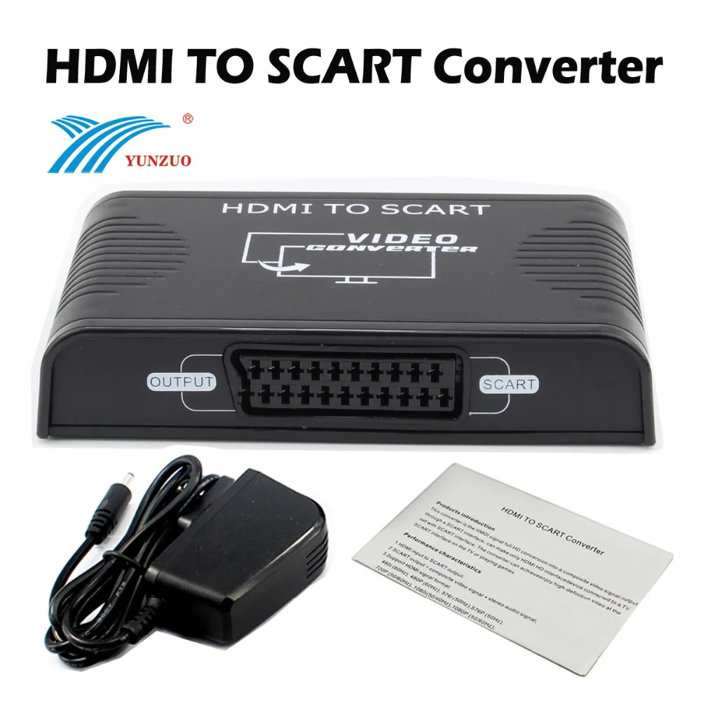 HDMI конвертер/переходник в scart HD аналоговый для композитного видео сигнала +