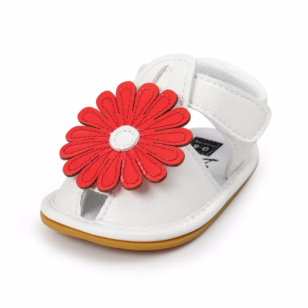 Новый дизайн стиль для маленьких девочек кожа резиновая обувь на плоской подошве с большими цветами детская обувь 0-18 месяцев