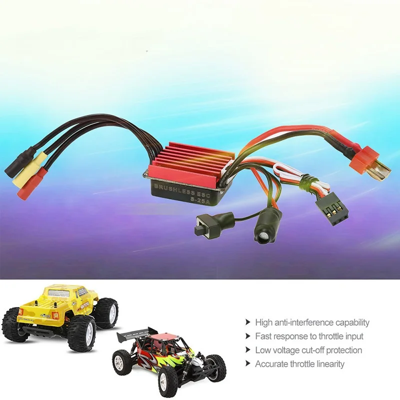 S2435 4500KV RC Brushless Motor and S-25A ESC with 6kg Metal Gear Servo Set Power System for 1/14 1/16 1/18 Scale RC Car Truck Upgrade Brushless Motor & ESC Combo Set 