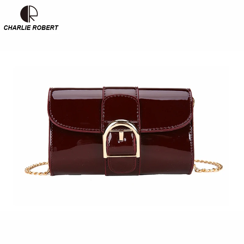 Best Fashion Casual Solid Patent Leather Women Lady Shoulder Bags Red amp; Black 2019 New Spring Style Bolso Femenino Crossbody Bags