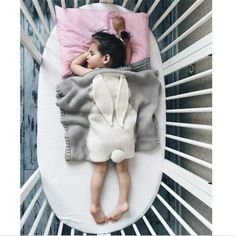 Одеяло детское мягкое трикотажное с рисунком кролика и животных|baby blanket|baby blanket