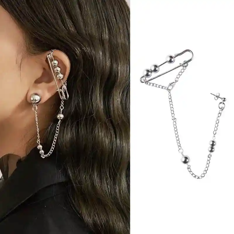

2019 Original New PUNK Rock Brief Style designer girl long earrings ear bones metal Pin Shape dangle earrings for women men