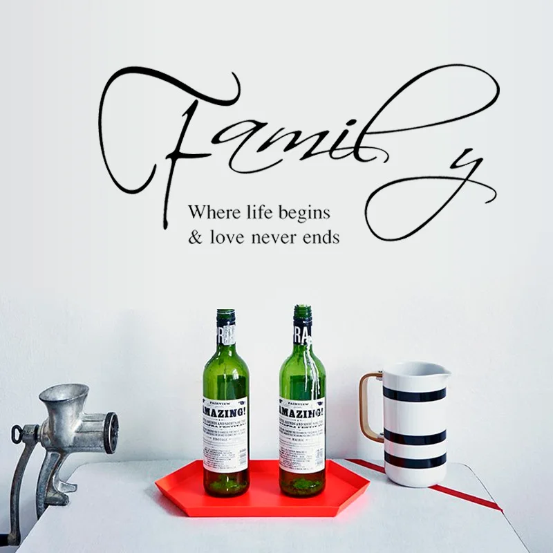 

[Heatboywade]"Family and Love" Black Color Characters Wall Stickers for Living room Bedroom Kitchen Art Wall Decals Mural dc8