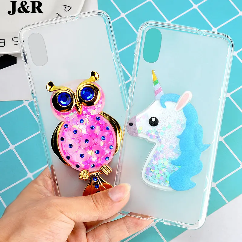 Glitter Case For Doogee X55 Silicone Cover Liquid Quicksand Bling Phone Bags Fashion Animal Owl Unicorn Protective Shell Girls |