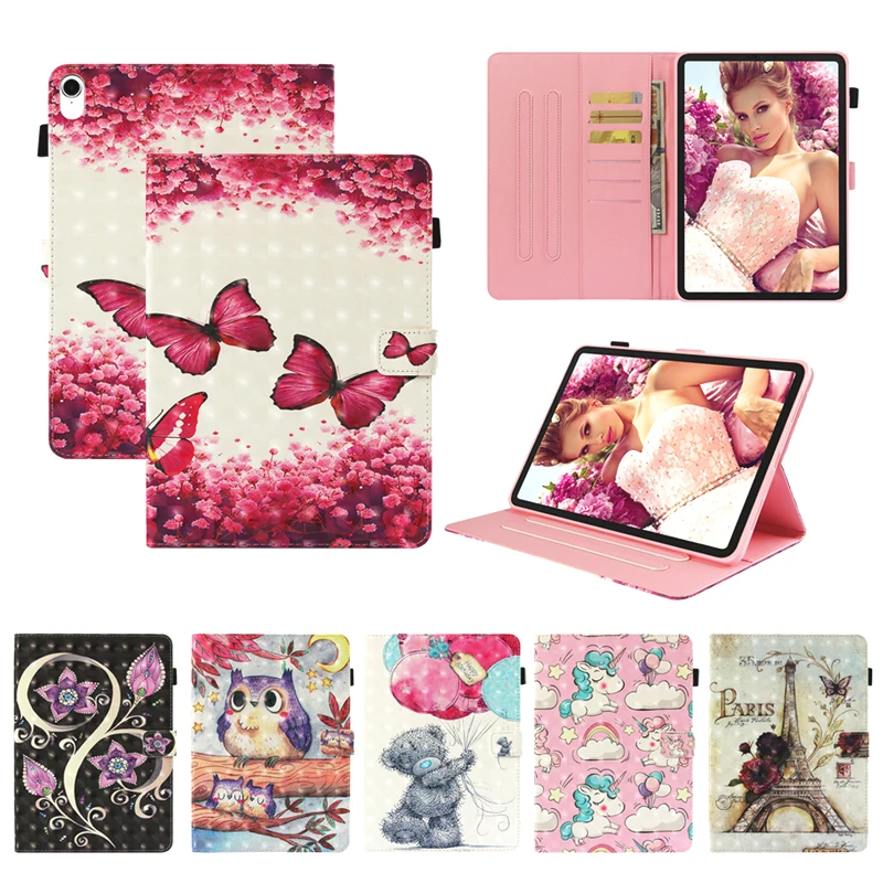

Funda For Apple iPad Pro 11 inch 2018 Fashion 3D Print Pattern Leather Flip Wallet Tablet Case Cover Silicone Shell Coque Stand