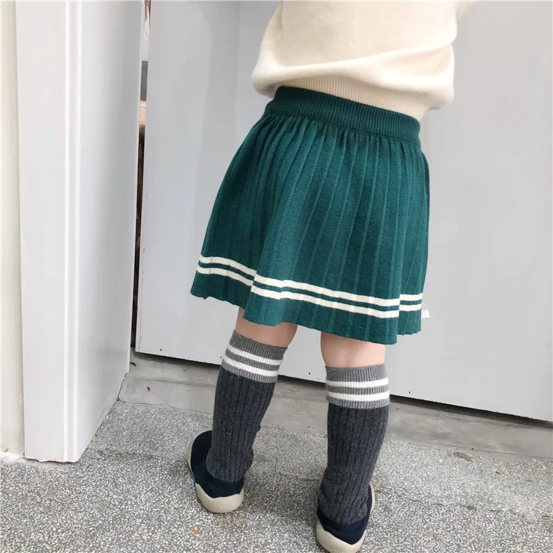 Autumn and Winter New Girls College Skirt Suits Little Kids Wind Wool Rabbit Sweaters Sets Toddler Baby Long Sleeve Clothes