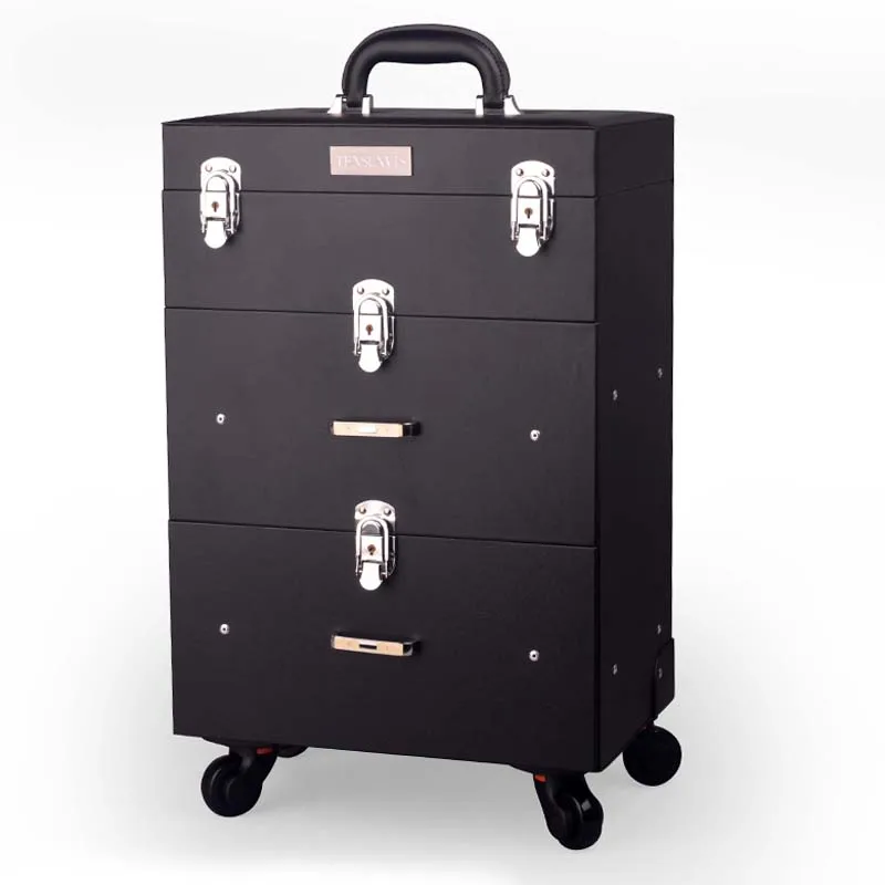 

TENSUNVIS Makeup Case aesthetic black professional universal wheels trolley cosmetic box makeup case the best beauty case black
