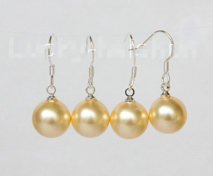 

2 piece 10mm yellow south sea shell pearls Earrings j10948 ^^@^Noble style Natural Fine jewe FREE SHIPPING